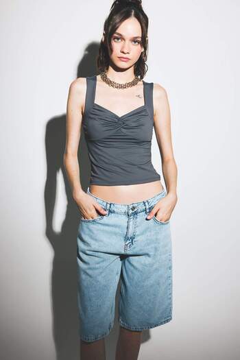 DeFacto Fitted Heart Neckline Strap Blouse F7649Ax25Au