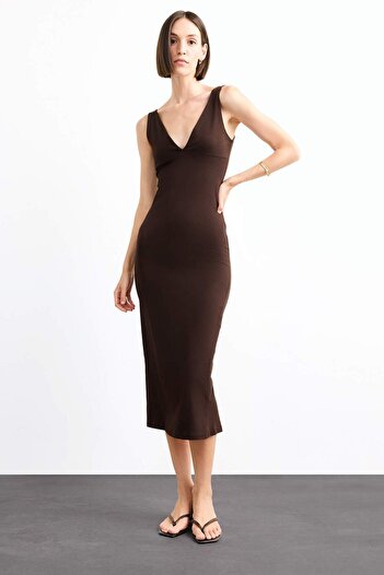 DeFacto V-Neck Sleeveless Midi Dress G0390Ax25Sm