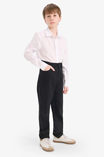 DeFacto Boys Polo Neck Poplin Long Sleeve School Shirt Y1302A625Au