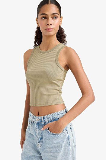 DeFacto Slim Fit Dar Kesim Halter Yaka Fitilli Kaşkorse Atlet A8859AX25AU