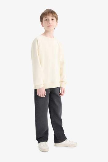 DeFacto Boys' Crew Neck Basic Plain School Sweatshirt E8415A825Au