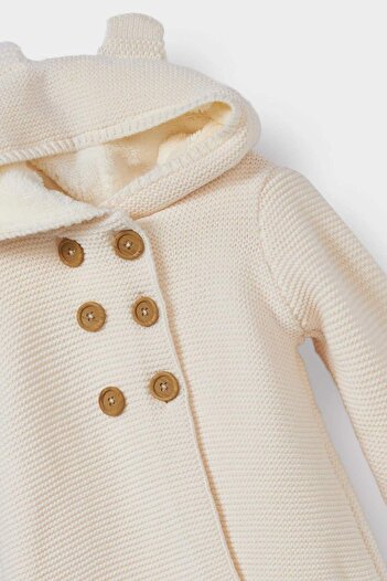 DeFacto Baby Girl Knitwear Fleece Inside Hooded Buttoned Cardigan A4071A523Au