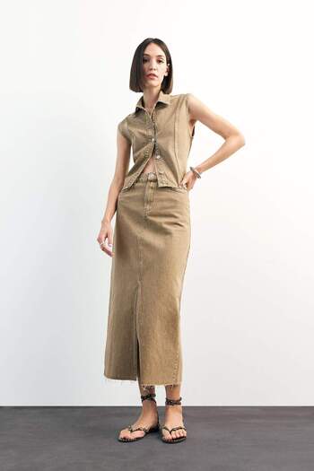 DeFacto Long Fit Midi Jean Skirt F9560Ax25Sm