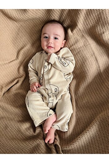 DİVİSTA Unisex Baby Snap Fastener Long Sleeve Romper
