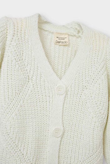 DeFacto Baby Girl V-Neck Buttoned Knitwear Cardigan A4081A525Au