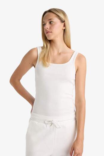DeFacto Slim Fit Dar Kesim Basic Düz Yuvarlak Yaka Fitilli Kaşkorse Atlet E5540AX25AU