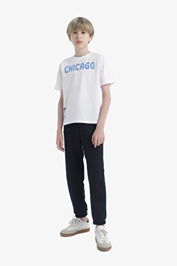 DeFacto Boys' 2-Piece Set Printed Short Sleeve T-Shirt Sweatpants F2492A825Au
