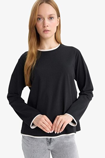 DeFacto Regular Fit Crew Neck Long Sleeve T-Shirt Tunic F9451Ax25Au