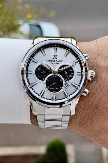 Daniel Klein Men's Wristwatch with Indicators Active Dial Silver Color Gift Packaged