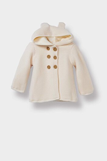 DeFacto Baby Girl Knitwear Fleece Inside Hooded Buttoned Cardigan A4071A523Au