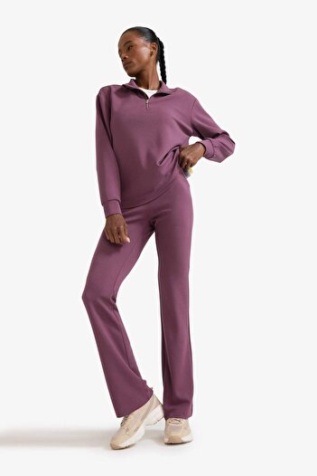DeFacto Flare Fit İspanyol Paça Sporcu Bordo Kadın Eşofman Altı E8957AX/BR492