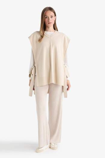 DeFacto V-Neck Side Tie Knitwear Sweater F1100Ax25Au