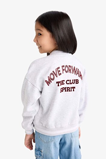 DeFacto Girls' College Collar Back Printed Bomber Jacket F3262A825Au