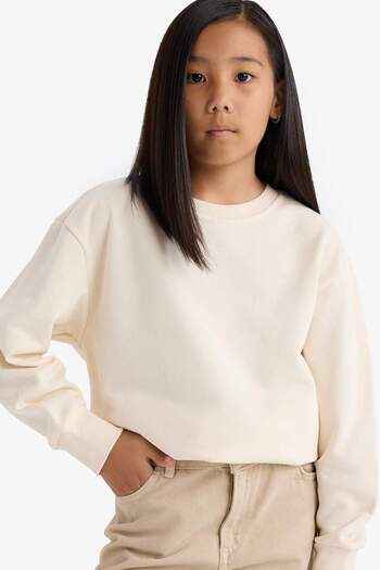 DeFacto Girls Relax Fit Crew Neck Basic Plain School Sweatshirt A2797A825Au