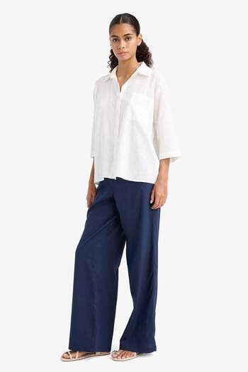 DeFacto Oversize Wide Fit Cotton Short Sleeve Shirt F6111Ax25Sm