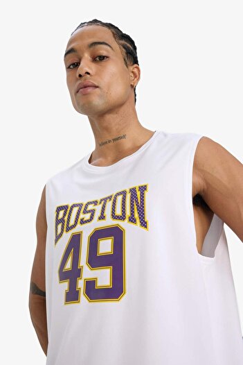 DeFacto Defactofit Quick Dry Standard Fit Crew Neck Printed Sportsman Singlet E4394Ax25Hs