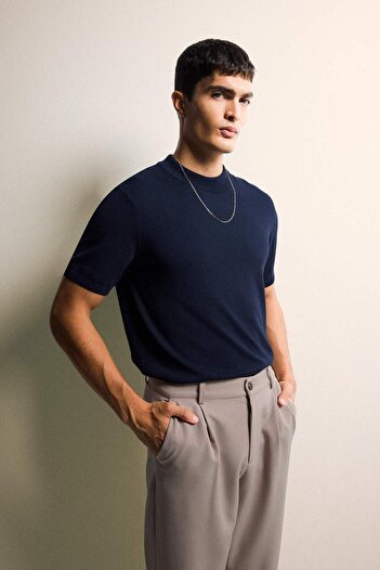 DeFacto Standard Fit Crew Neck Knitwear Short Sleeve T-Shirt D6202Ax25Au