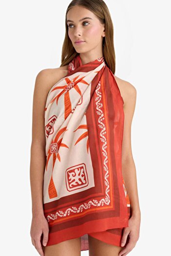 DeFacto Regular Fit Βαμβακερό μοτίβο παλάμης Pareo-Fall in Love E8220AX25HS
