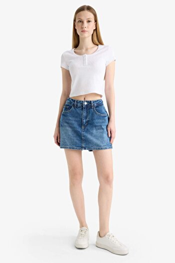 DeFacto Coool Fitted Round Neck Ribbed Camisole Short Sleeve White T-Shirt F5185Ax25Sm