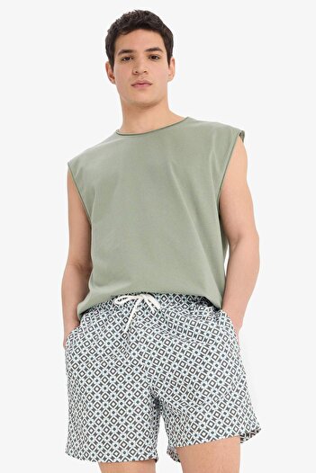 DeFacto Patterned Mesh Lined Short Length Sea Shorts E0996Ax25Hs