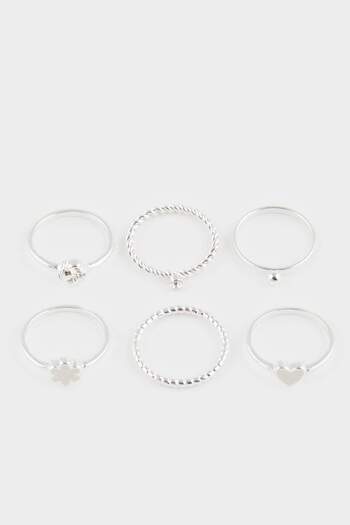 DeFacto Women's 7-Piece Silver Ring F5949Axns
