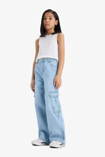 DeFacto Girls Wide Leg Cargo Wide Leg Jean Pants E5879A825Au