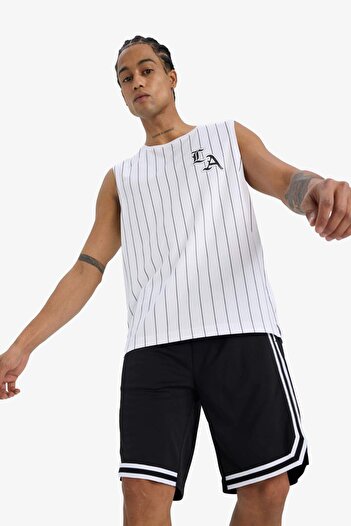 DeFacto DeFactoFit Hızlı Kuruyan Standart Fit Baskılı Bisiklet Yaka Sporcu Atlet E4393AX25HS
