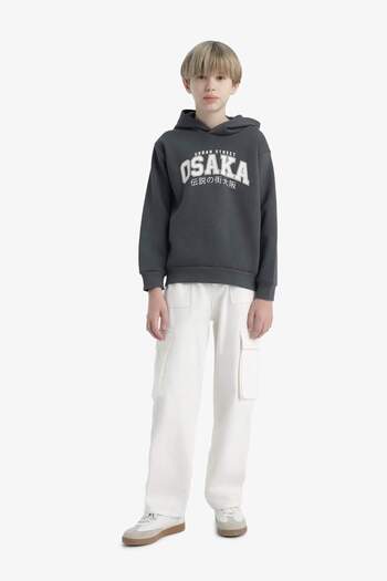 DeFacto Boy's Regular Fit Hooded Thick Sweatshirt Fabric Sweatshirt D4347A824Wn