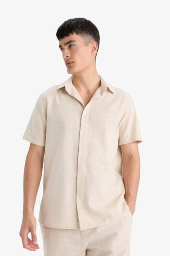 DeFacto %100 Pamuk Regular Fit Polo Yaka Yazlık Kısa Kollu Gömlek D8613AX25SM