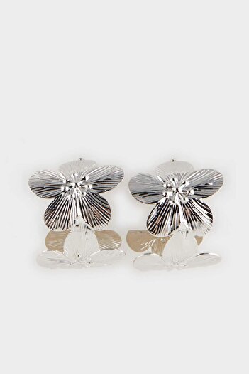 DeFacto Women's Floral Silver Earrings F0896Axns