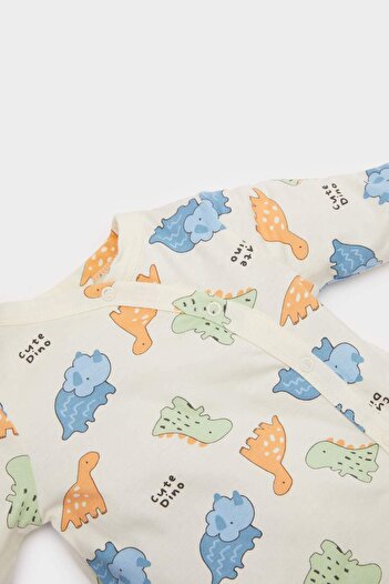 DeFacto Baby Boy Newborn Dinosaur Printed Combed Cotton Romper F0122A525Au