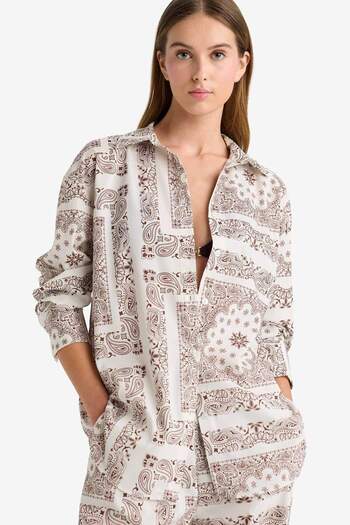 DeFacto Regular Fit Shawl Pattern Beach Shirt-Fall in Love F8334Ax25Hs