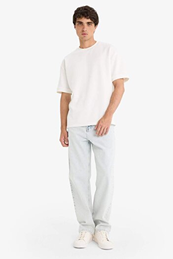 DeFacto %100 Pamuk Baggy Fit Geniş Paça Jean Yıkamalı Pantolon F5669AX25AU