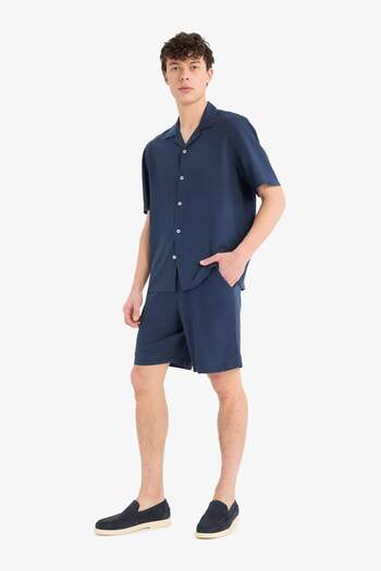DeFacto Relax Fit Waist Lace-Up Linen Blend Bermuda Shorts D9913Ax25Au