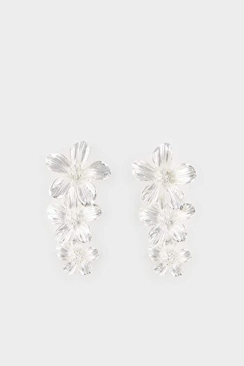 DeFacto Women's Floral Silver Dangle Earrings F0909Axns
