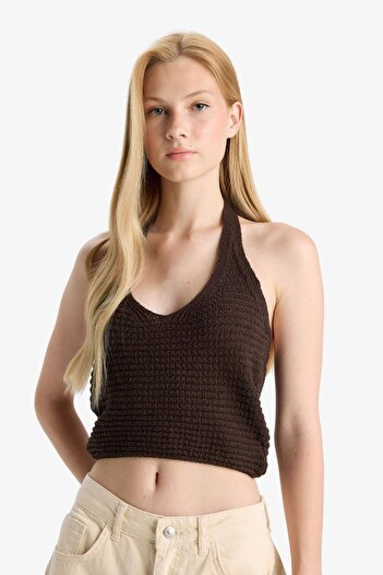 DeFacto Slim Fit Dar Kesim Halter Yaka Triko Atlet F8367AX25HS