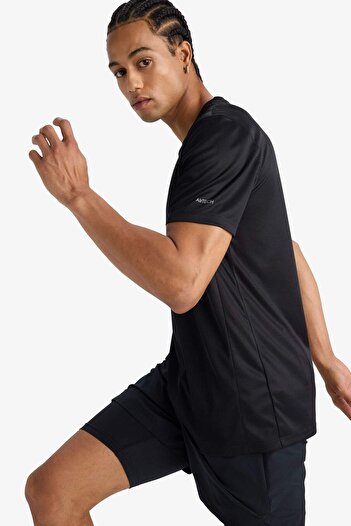 DeFacto DeFactoFit Slim Fit Slim Fit Crew Neck Γρήγορο Στέγνωμα Αναπνεύσιμο Εύκαμπτο Ύφασμα Αθλητικό με στάμπα