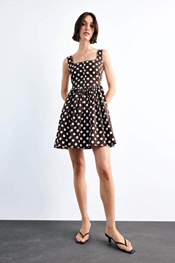 DeFacto Rochie midi fără mâneci cu guler pătrat cu model de buline F7550AX25SM