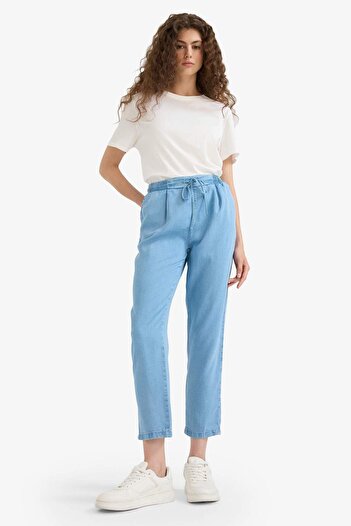 DeFacto Pull on Carrot Fit High Waist Ankle Length Washed Trousers D8237Ax25Sm