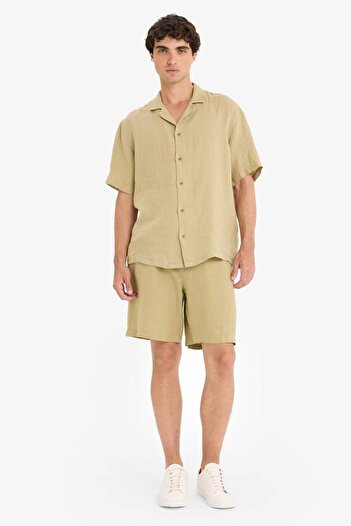 DeFacto 100% Linen Relax Fit Bermuda Shorts F4599Ax25Hs