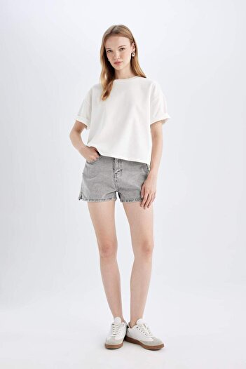 DeFacto Mom Fit High Waist Jean Shorts C0689Ax24Hs