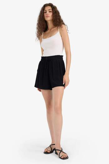DeFacto Regular Waist Short Leg Crinkle Viscose Shorts F3101Ax25Hs