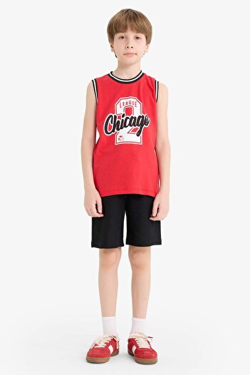 DeFacto Boy's 2-Piece Set Printed Singlet Elastic Waist Shorts F5850A825Sm