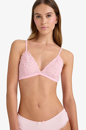 DeFacto Lace Glitter Lace Cupless No Pad No Underwire Triangle Bra-Fall in Love F5037Ax25Hs