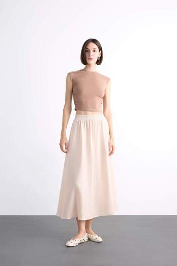 DeFacto Elastic Waist Midi Skirt F7448Ax25Sm