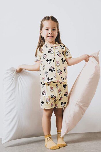 DeFacto Baby Mädchen Disney Mickey & Minnie Pyjama Set Kurzarm gekämmte Baumwolle dehnbare Shorts E4652a525hs