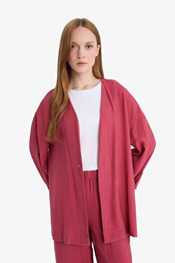 DeFacto Relax Fit V Yaka Krinkıl Kumaş Uzun Kollu Tesettür Tunik E7983AX25SM