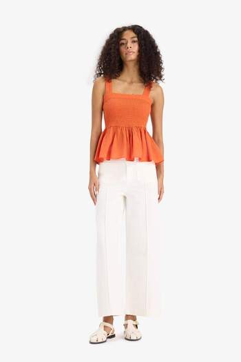 DeFacto Square Neck Crinkle Gipeli Viscose Thick Strap Blouse F3620Ax25Sm