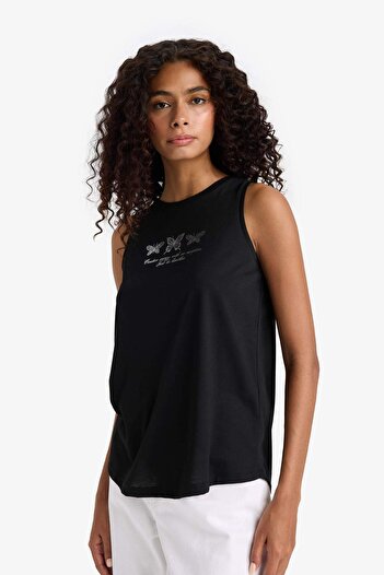 DeFacto Relax Fit Baskılı Bisiklet Yaka Atlet F6234AX25HS