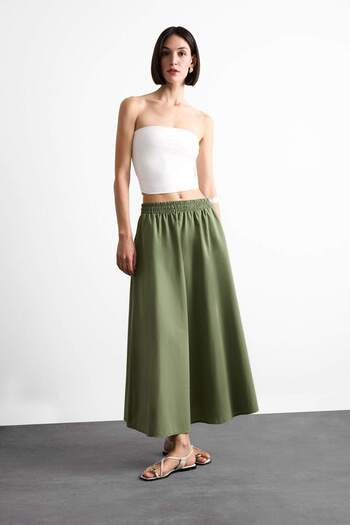 DeFacto Maxi Skirt with Elastic Waist and Pockets F7897Ax25Sm